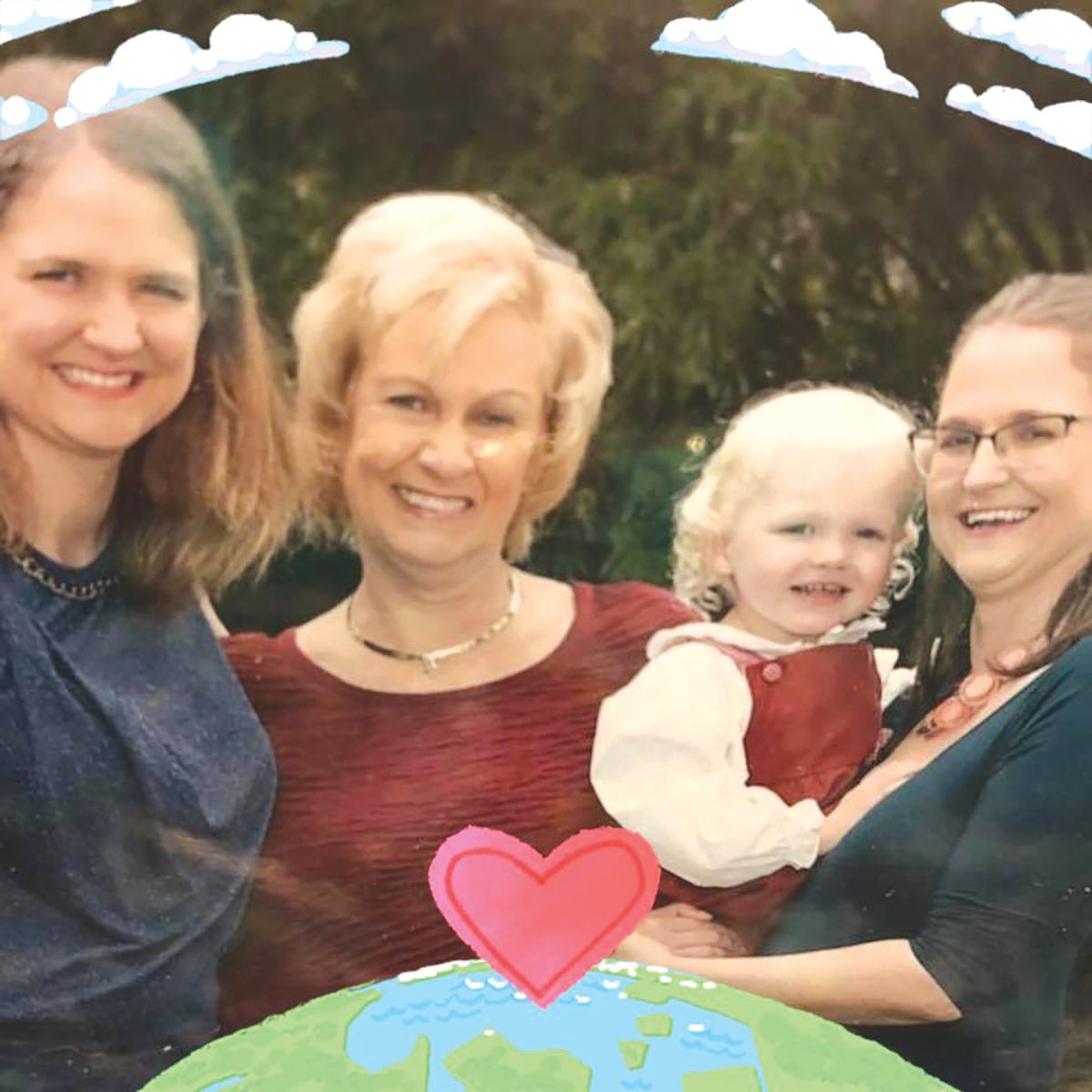 Toni Wiersma is pictured with her twin daughters and her grandchild.